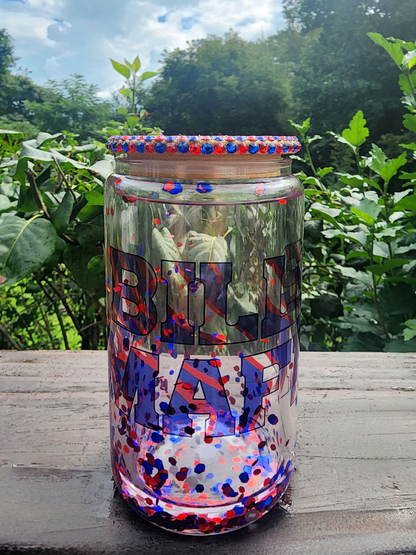 Bills Mafia 16oz Glitter Globe Can