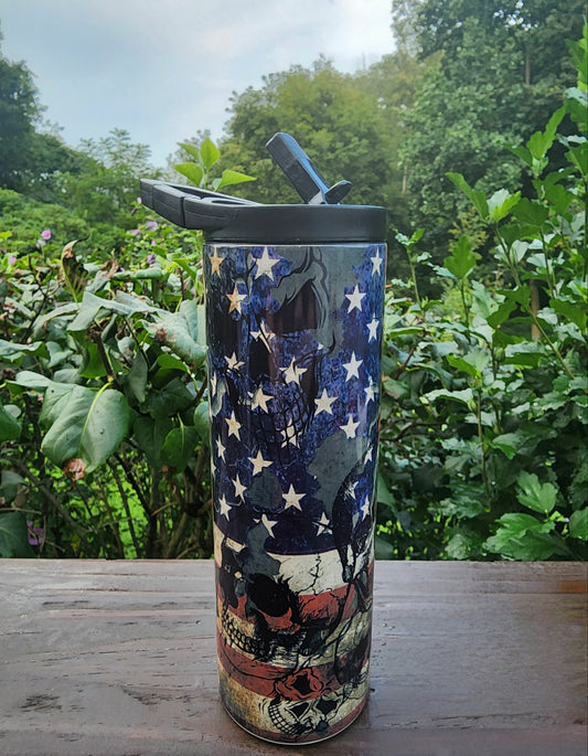 American flag skull 20oz DUO