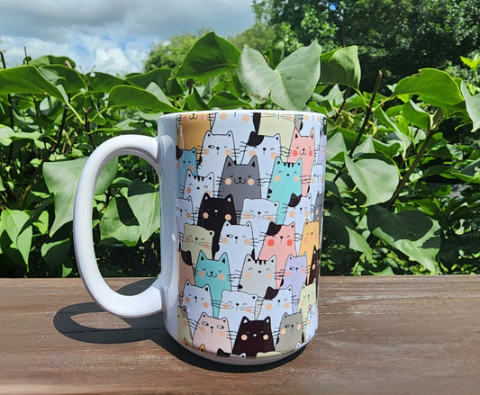 Colorful Cats 15oz coffee cup