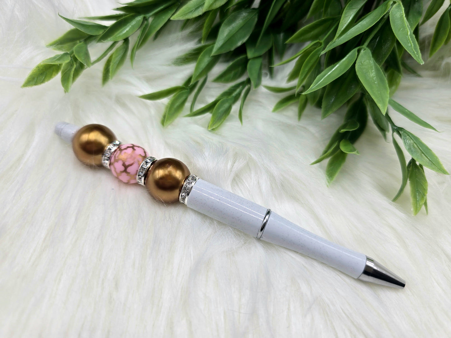 Pink Crackle Beaded Pen