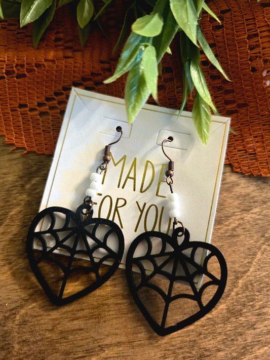 Web Heart earrings