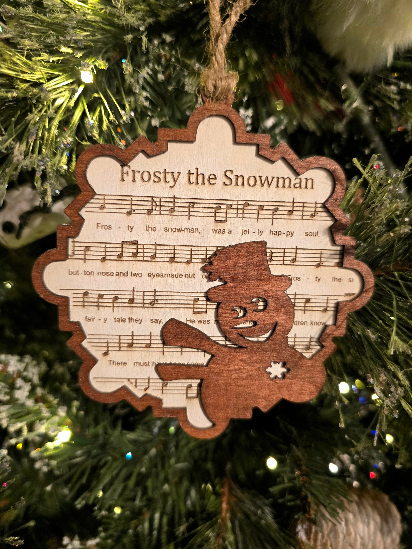 Frosty music sheet ornament