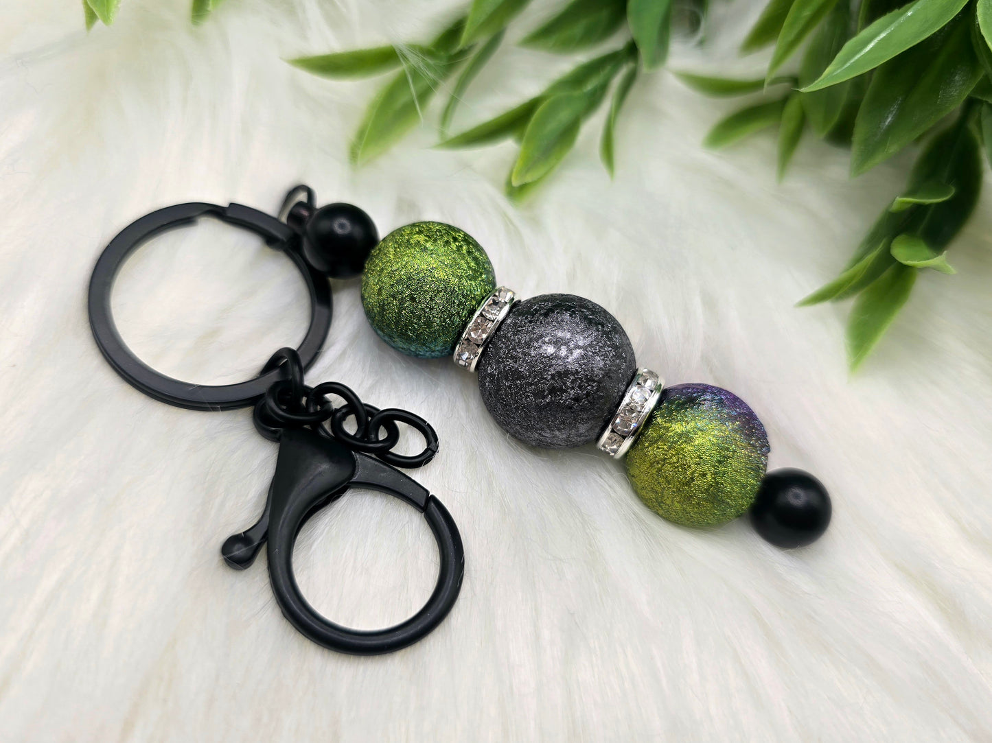 Green/ black keychain