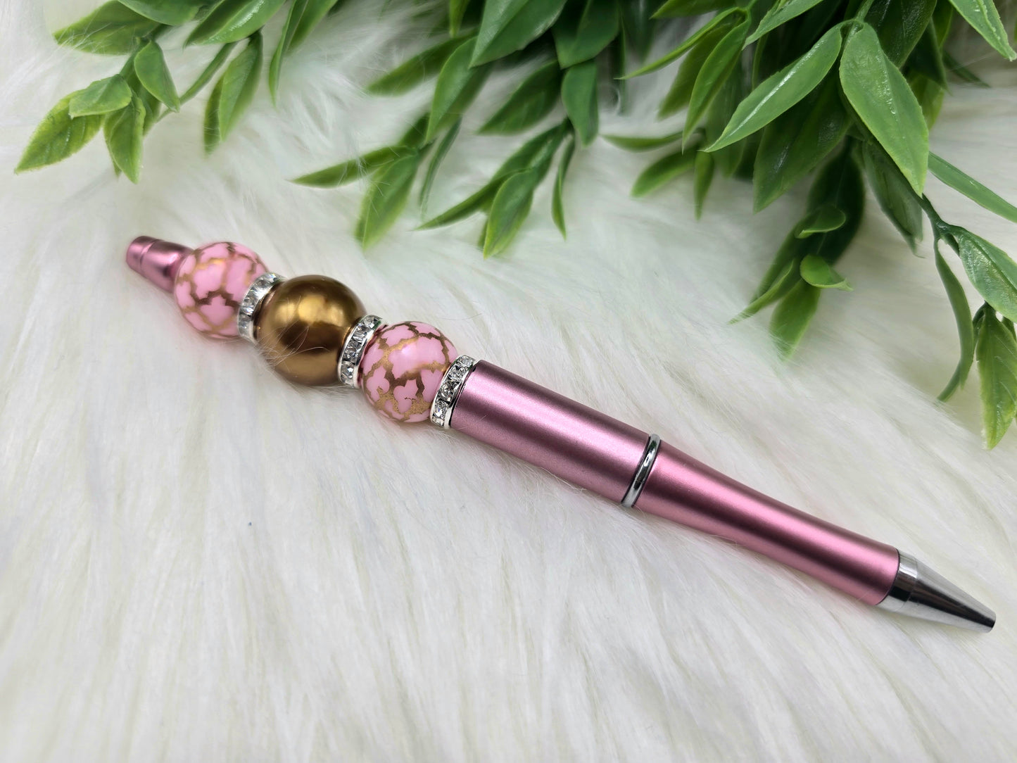 Pink Crackle Beaded Pen