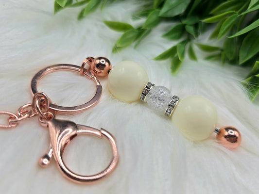 White Pearl beaded keychain