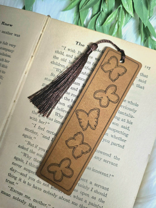 Butterfly faux leather bookmark